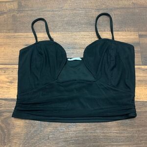 Timing Plunge V Neck Crop Black  Bustier Top Sz L